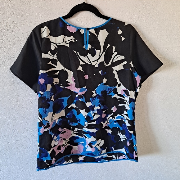 Worthington Blue and Black Sheer Floral Blouse - Picture 5 of 6